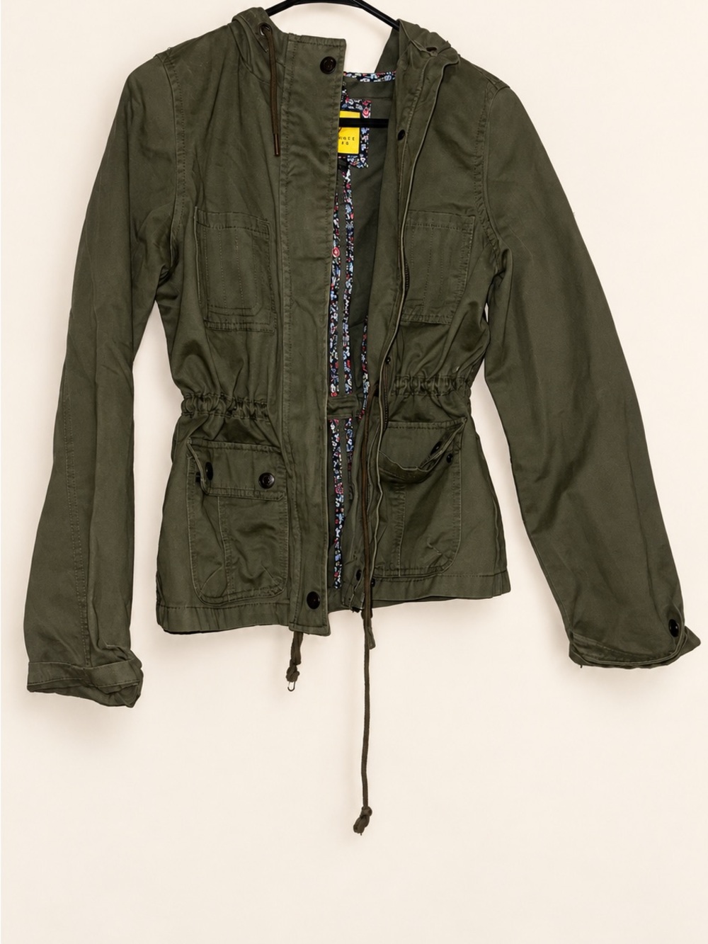 Luxxel Olive Green Utility Jacket with Drawstring Waist